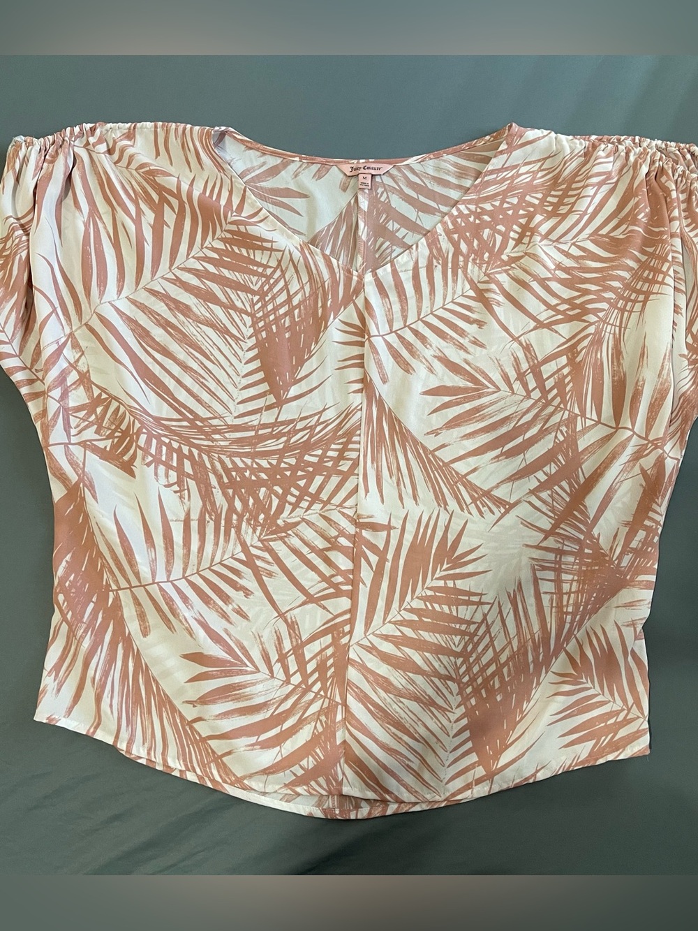 Juicy Couture Floral Off Shoulder Blouse Top Size M Pink Cream